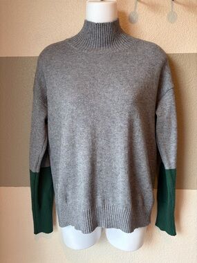 PINCH Women’s Small Grey Green Colorblock Turtleneck Sweater Ribbed Soft